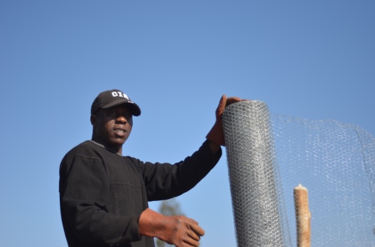 Mr Mutsambi with the wire mesh